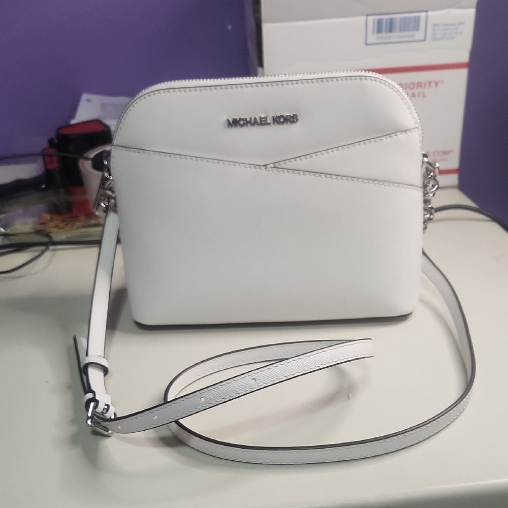 Michael Kors White Leather Crossbody Bag